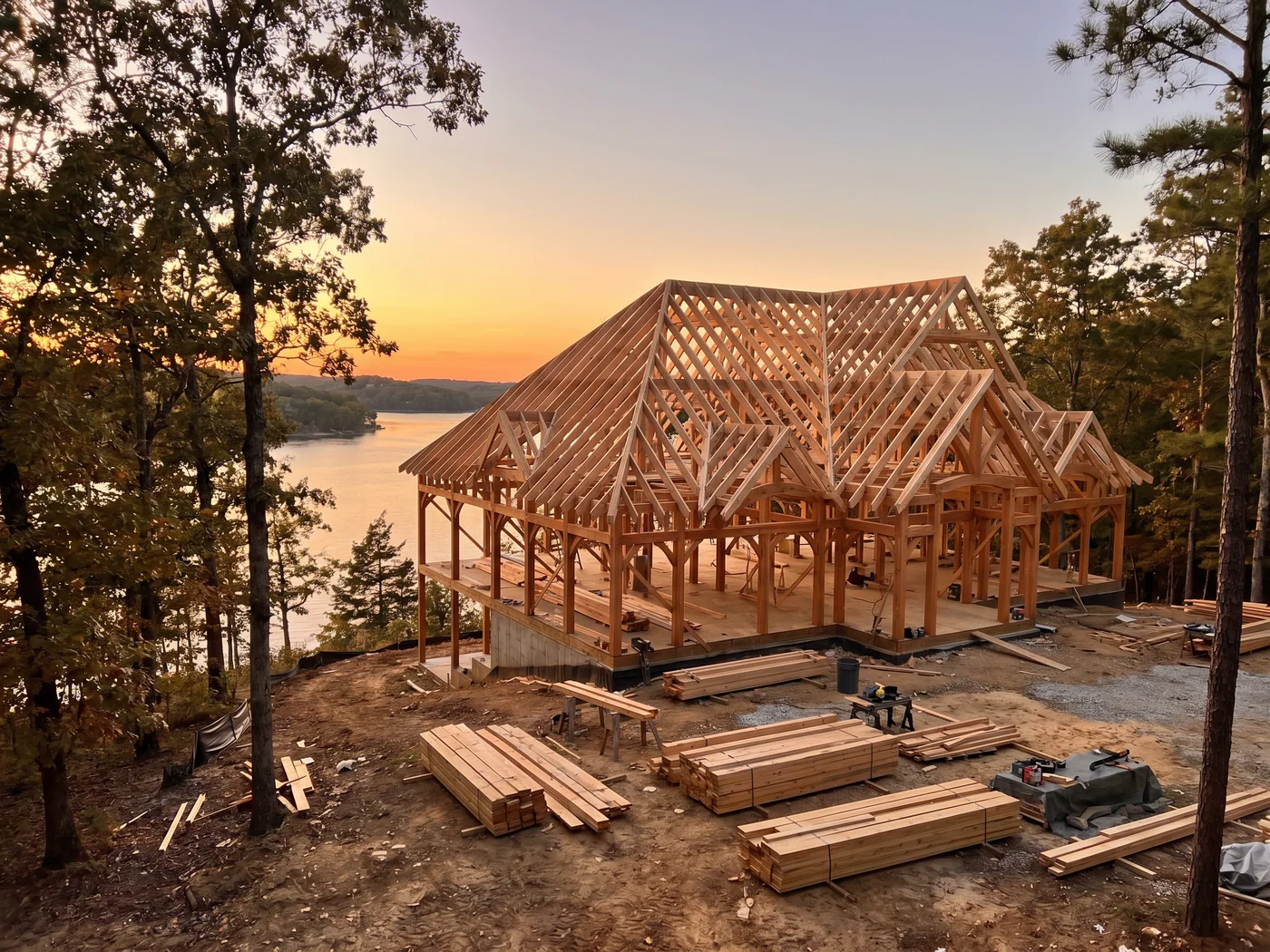 Custom home under construction overlooking the Lake of the Ozarks