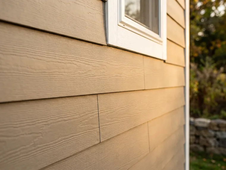 Fiber cement lap siding with woodgrain texture